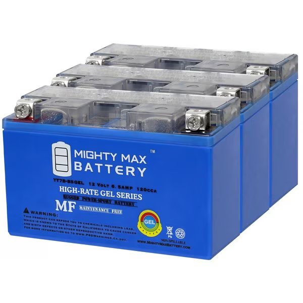 YT7B-BS GEL 12V 6.5AH Replacement Battery compatible with SigmasTek ST7B-BS Powersport - 3PK, Mighty Max Battery, Mfr#: MAX3993059
